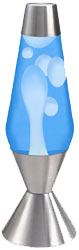 white and blue lava lamp